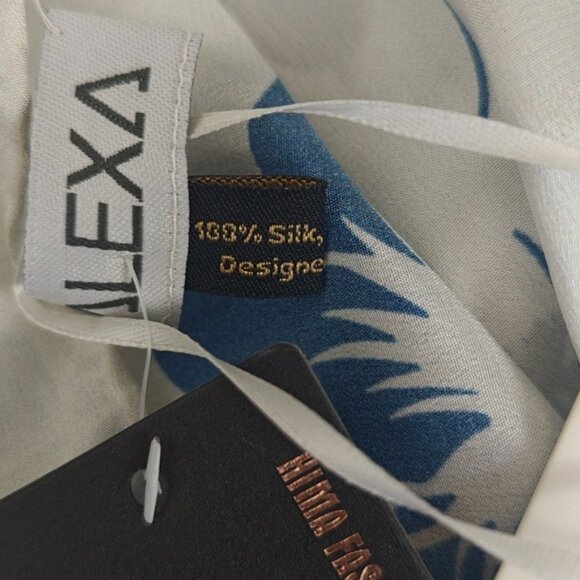 Jenny James Silk Scarf Blue Florals 65"x 41" - Picture 5 of 7